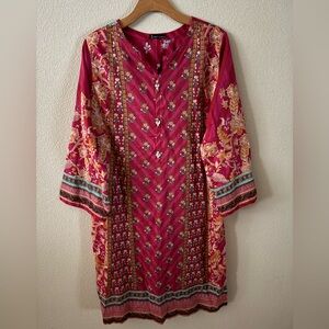J. Pret Multicolor 100% Cotton Floral Long Sleeve Kurta